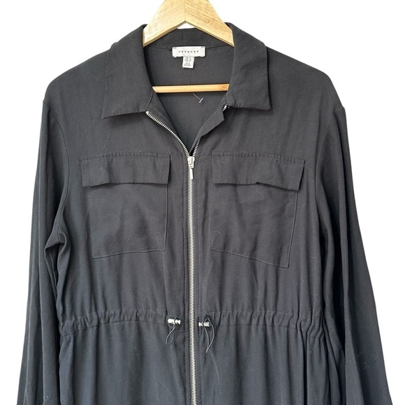 Topshop Cargo Wide-Leg Zip-Front Jumpsuit in Black, 8 - Picture 10 of 12